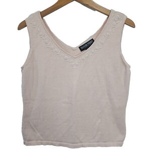Oliver Perry Light Pink Silk Blend Knit Sleeveless Top Coquette Dainty Capsule M